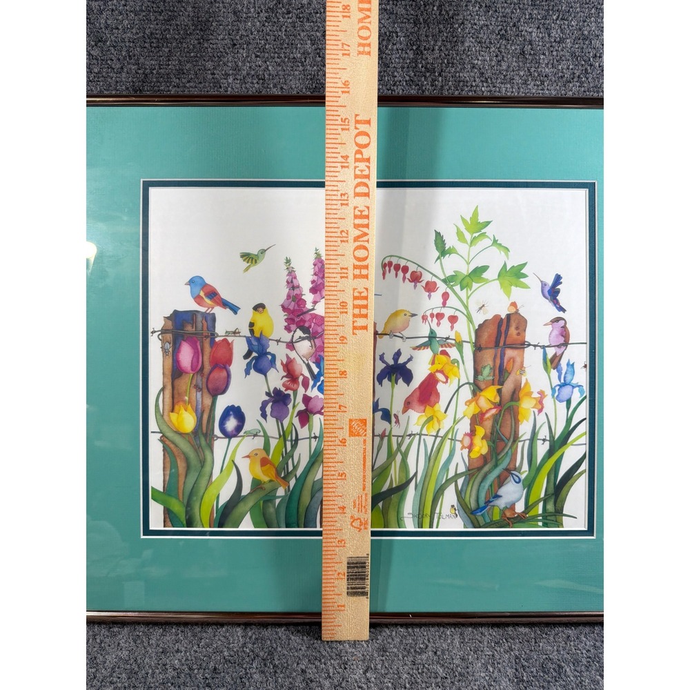 Sherry Tolman Signed Bird Garden Art Print Matted Framed 20x16 Nature Watercolor - Picture 6 of 7